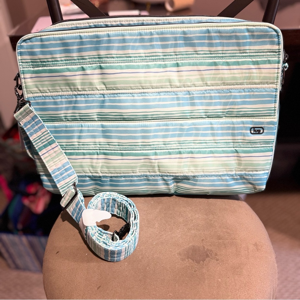 Lug Delta 17” Laptop Bag Love Waves Aqua Striped